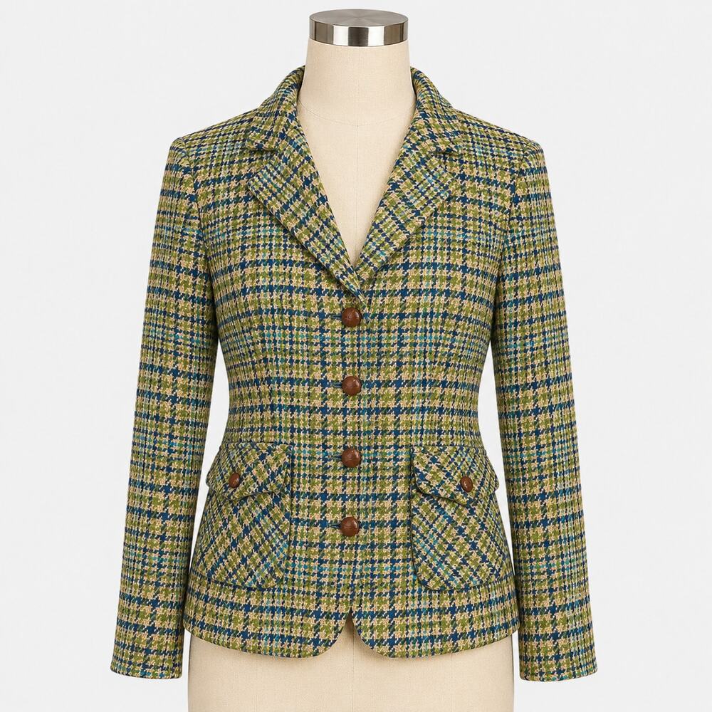 Vintage Pendleton Haldne & Company Plaid Jacket Modern Small(8)Mustard Blazer